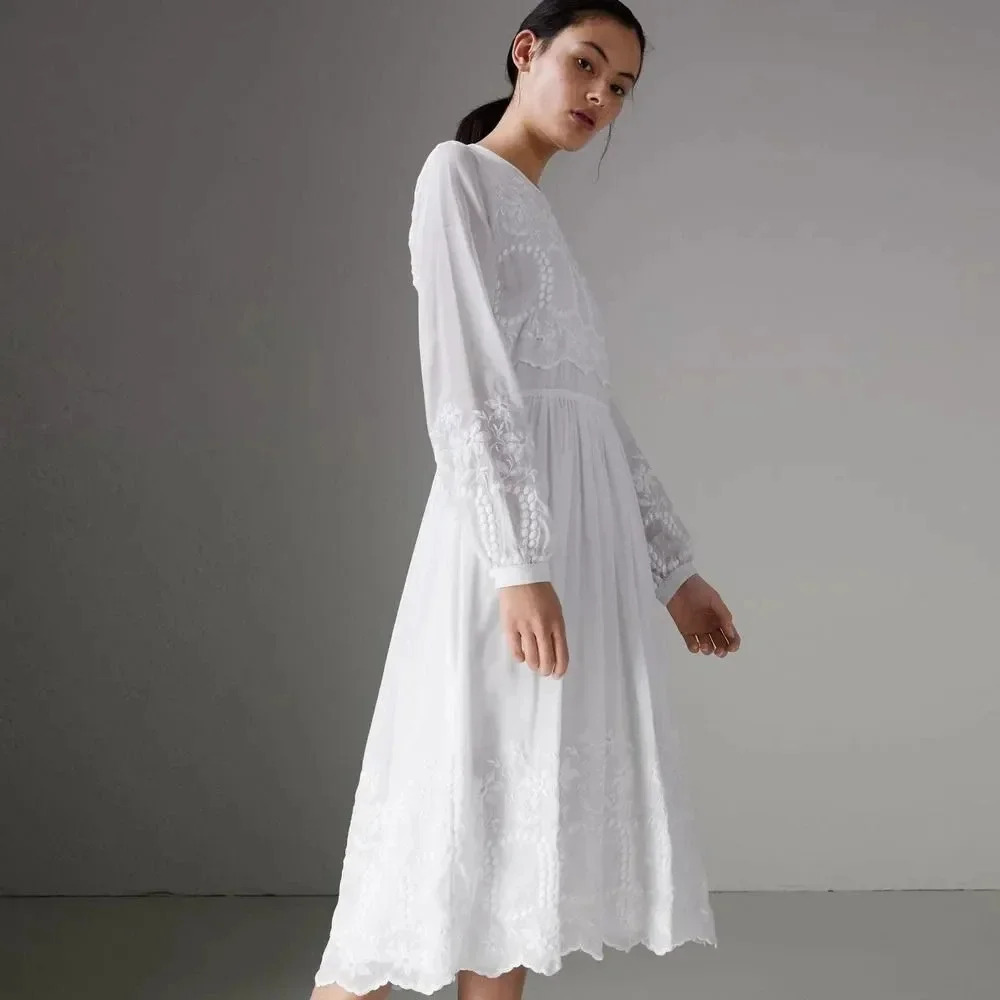 Burberry Elena Voile Dress In White
